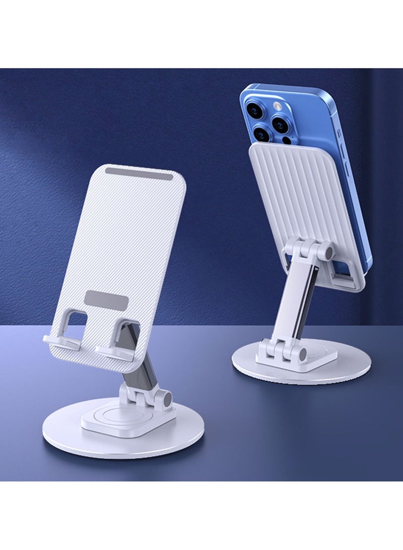 Cell Phone Stand, Alloy Desktop Cellphone Stand with Anti-Slip Base and Convenient Charging Port, Fits All Smart Phones, Extendable, Rotatable and Foldable,for Office Desks ,White - Image 1