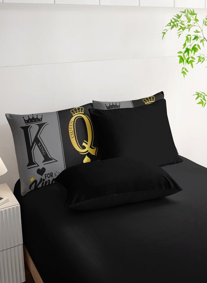 Nttopship King and Queen Crown Comforter Set Black and Gray Couple Bedding Set，7Pcs Mr Mrs Comforter Set for Adults Couple Men Women,Light Couple Bedding Set 7 Piece in A Bag,Bed Sheet Set Couple Decor QUEEN - Image 5
