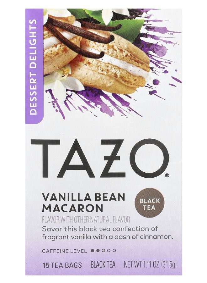TAZO ماكرون الفانيليا من شاي ديسير دلايتس الأسود 15 كيس شاي 1.11 أونصة (31.5 جرام)