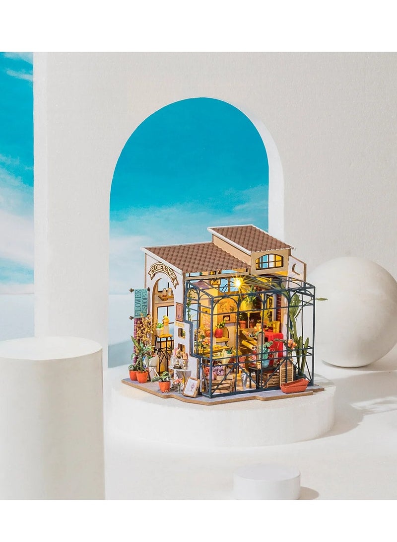 Robotime Rolife Emily's Flower Shop Miniature House DG145, Assembly Brain Teaser 3D Wooden Puzzle DIY Build Model Crafts Kits, Unique Home Decor Birthday Gifts for Teens or Adults - Image 5