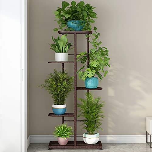 LINZINAR Plant Stand Metal 5 Tier 6 Potted Multiple Flower Pot Holder Shelf Indoor Outdoor Planter Display Shelving Unit for Patio Garden Corner Balcony Living Room (5 Tier 6 Potted, Bronze) - Image 2