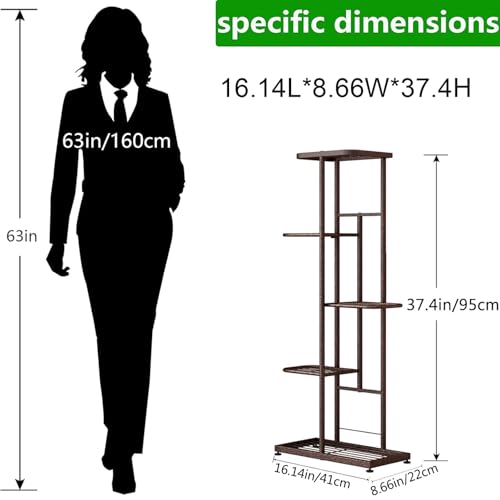LINZINAR Plant Stand Metal 5 Tier 6 Potted Multiple Flower Pot Holder Shelf Indoor Outdoor Planter Display Shelving Unit for Patio Garden Corner Balcony Living Room (5 Tier 6 Potted, Bronze) - Image 4