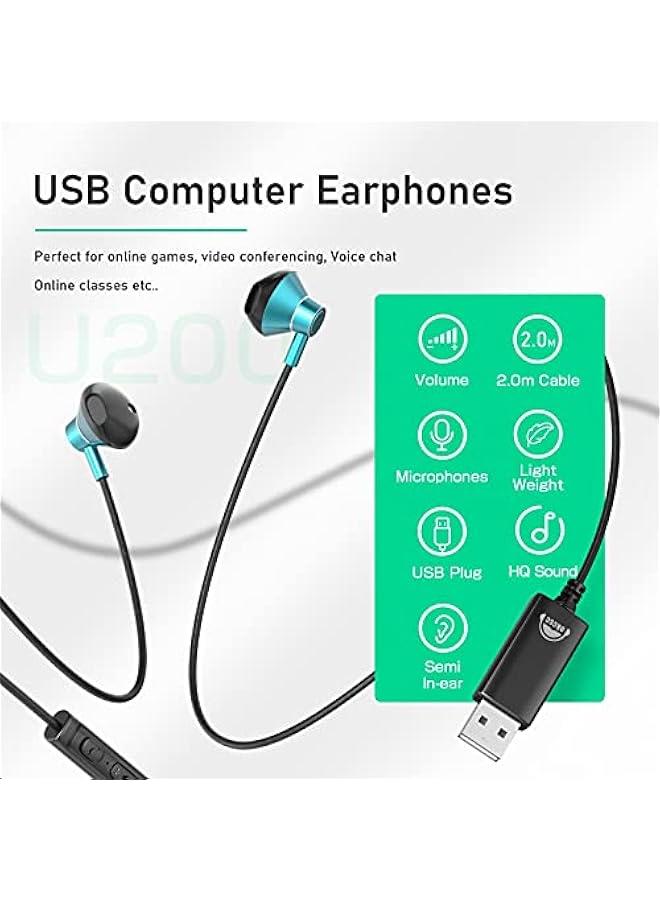 general OKCSC U200 USB Headset with Mic for Computer,Noise Cancelling with Audio Controls for Laptop,Wired Cable 79Inch  Lightweight for PC,Home or Office Live,Call Center,Skype,VIOP,Online Meeting Black - Image 2
