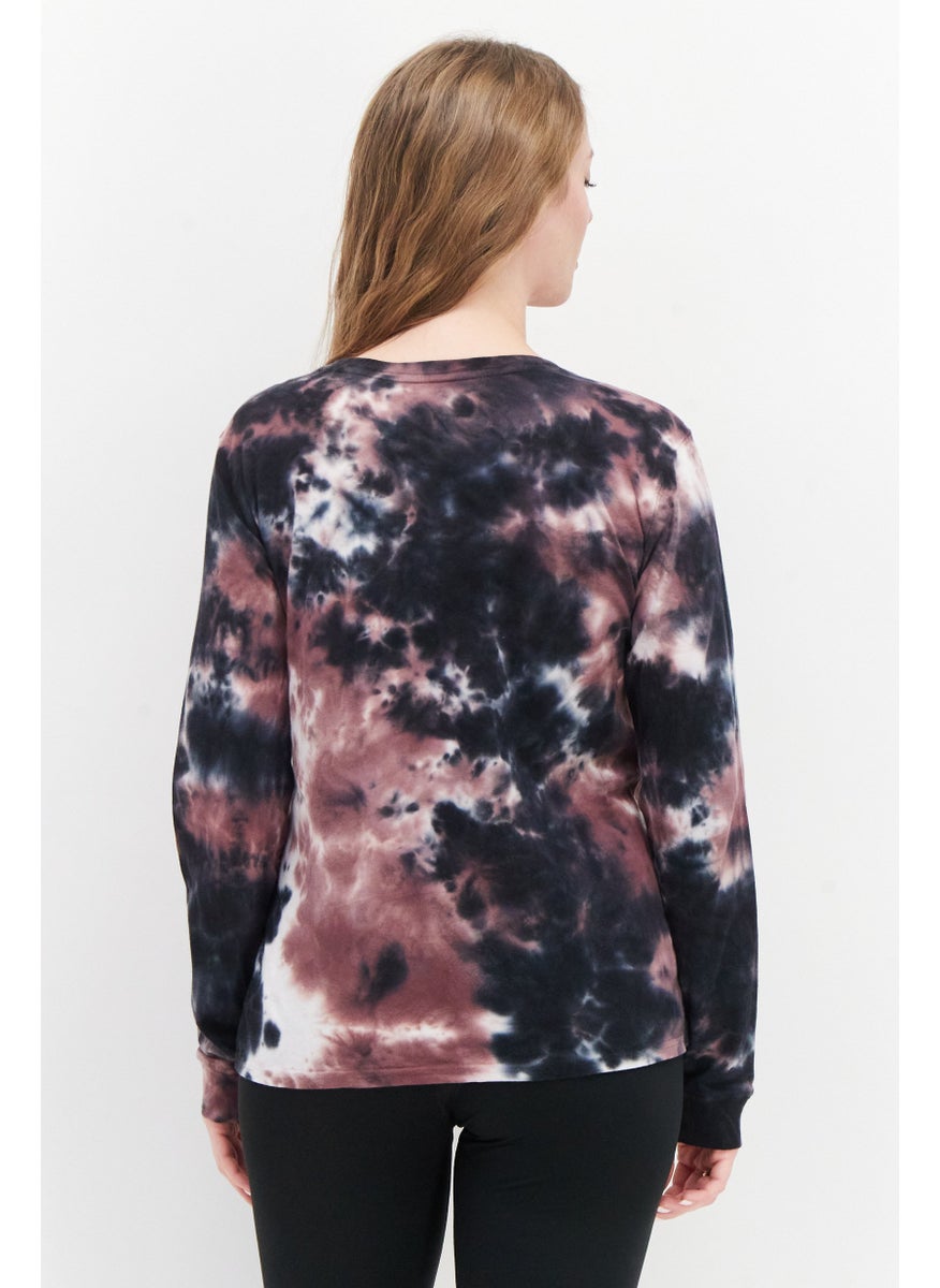 Marc New York Women Round Neck Long Sleeve Tie Dye T-Shirt, Black Combo  - Image 4