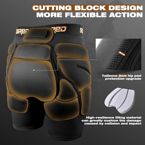 Soared 3D Protection Hip Butt XPE Padded Shorts for ski, ice Skating, Snowboarding, Skateboard for Men Women Black - Image 3