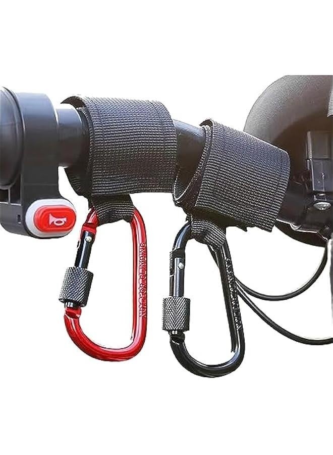 4 Pack UTV Hooks for Hanging Headsets, Helmet and Goggles,Multipurpose D Clips Clasp Hanger Heavy Duty Strap Lock, Handlebar Hook for E-Bike Scooters Bicycle Stroller (2 Black and 2 Red) - Image 1