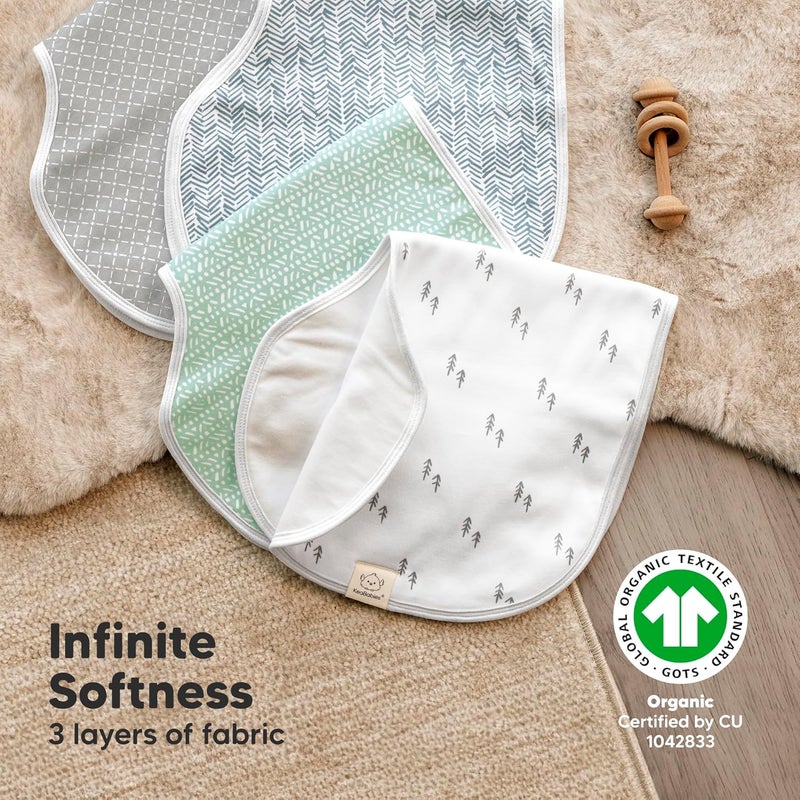 KeaBabies 4Pack Baby Burp Cloths Baby Girl Boy  Organic Cotton Burp Cloth Extra Large Absorbent Soft Burping Cloths  Bibs Set for Babies Newborn Burp Clothes Thick Burp Rags Nordic - Image 5