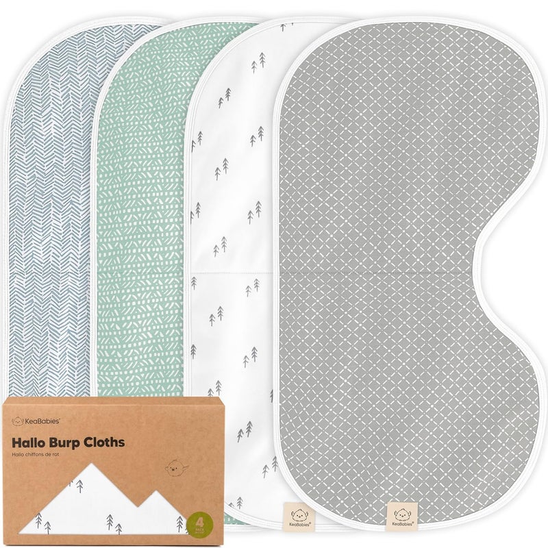 KeaBabies 4Pack Baby Burp Cloths Baby Girl Boy  Organic Cotton Burp Cloth Extra Large Absorbent Soft Burping Cloths  Bibs Set for Babies Newborn Burp Clothes Thick Burp Rags Nordic - Image 1