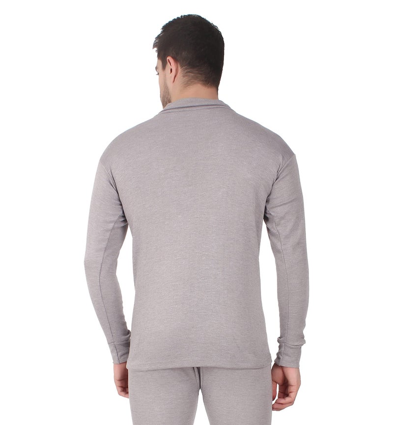 Alfa High Neck Men's Winter wear Slim Fit Thermal Top (L. Melange Brown, Large) - Image 2