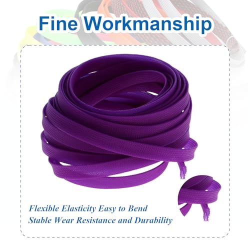 Heyiarbeit 10m/32.8ft PET Expandable Braid Cable Sleeving Flexible Wire Mesh Sleeve Purple 12mm - Image 4