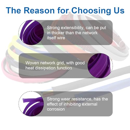 Heyiarbeit 10m/32.8ft PET Expandable Braid Cable Sleeving Flexible Wire Mesh Sleeve Purple 12mm - Image 5