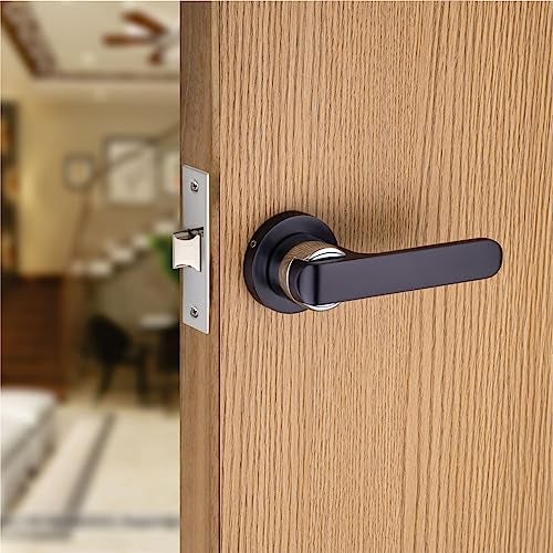Sardar Nester Black Finish Mortise Door Lock Set for Main Door With 3 Brass Keys - Handle Lock for Bedroom, Home, Office, Hotel (With Rotary Latch) - Image 4