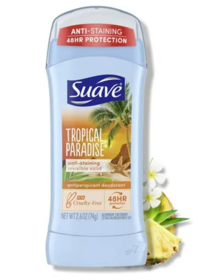 سواف مزيل عرق صلب غير مرئي بحماية تدوم 24 ساعة، جنة استوائية، 74 جم