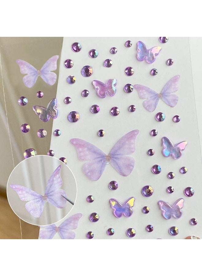 5 Sheets Colorful Butterfly Gem Stickers, Self Adhesive 3D Rhinestones for Face, Body, Makeup, Crafts, Scrapbooking, Party Decorations Glitter Gems - Image 3
