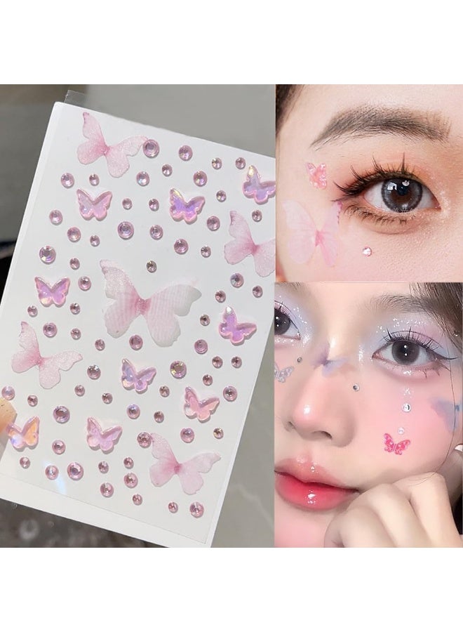 5 Sheets Colorful Butterfly Gem Stickers, Self Adhesive 3D Rhinestones for Face, Body, Makeup, Crafts, Scrapbooking, Party Decorations Glitter Gems - Image 5