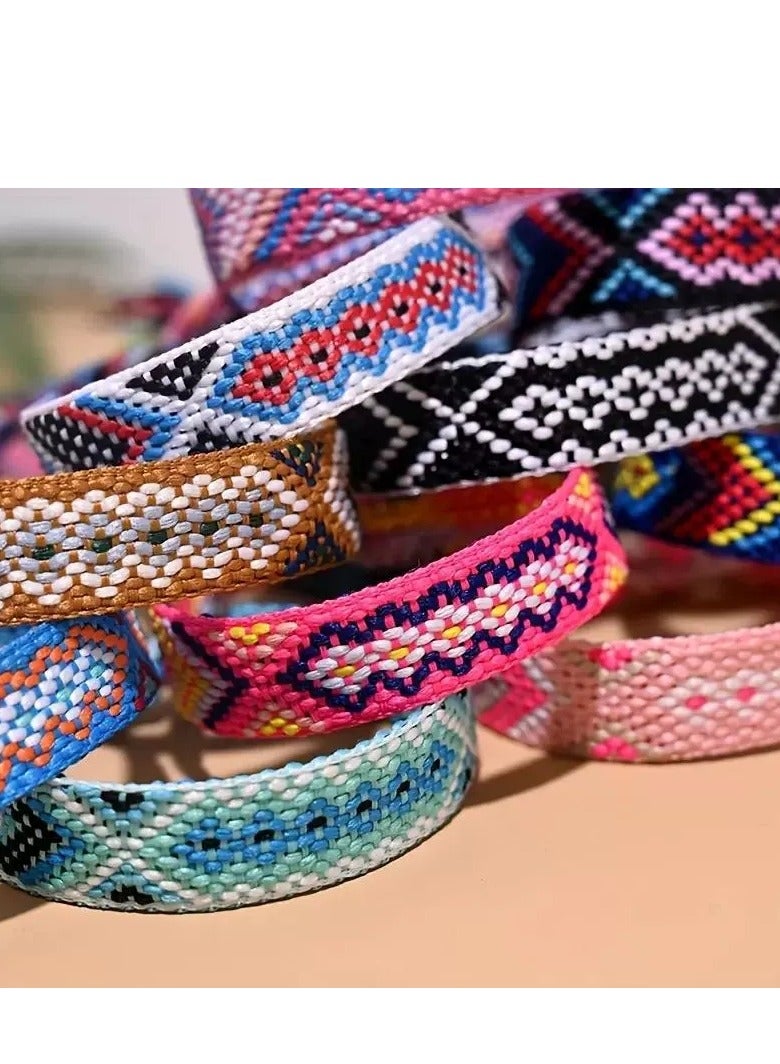 DURKU 12 Pcs Nepal Woven Friendship Bracelets with a Sliding Knot Closure, Adjustable Braided Bracelets Ankle Bracelets for Women Kids Girls - Image 3