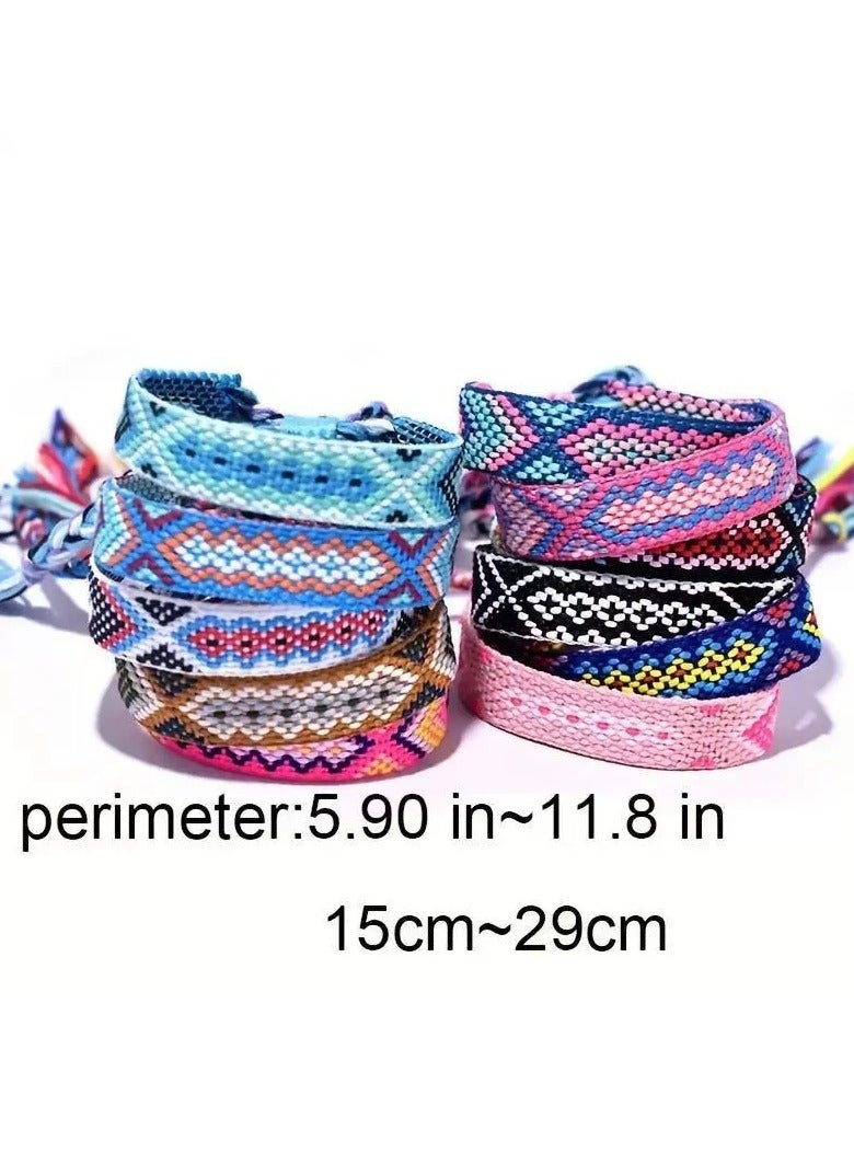 DURKU 12 Pcs Nepal Woven Friendship Bracelets with a Sliding Knot Closure, Adjustable Braided Bracelets Ankle Bracelets for Women Kids Girls - Image 5