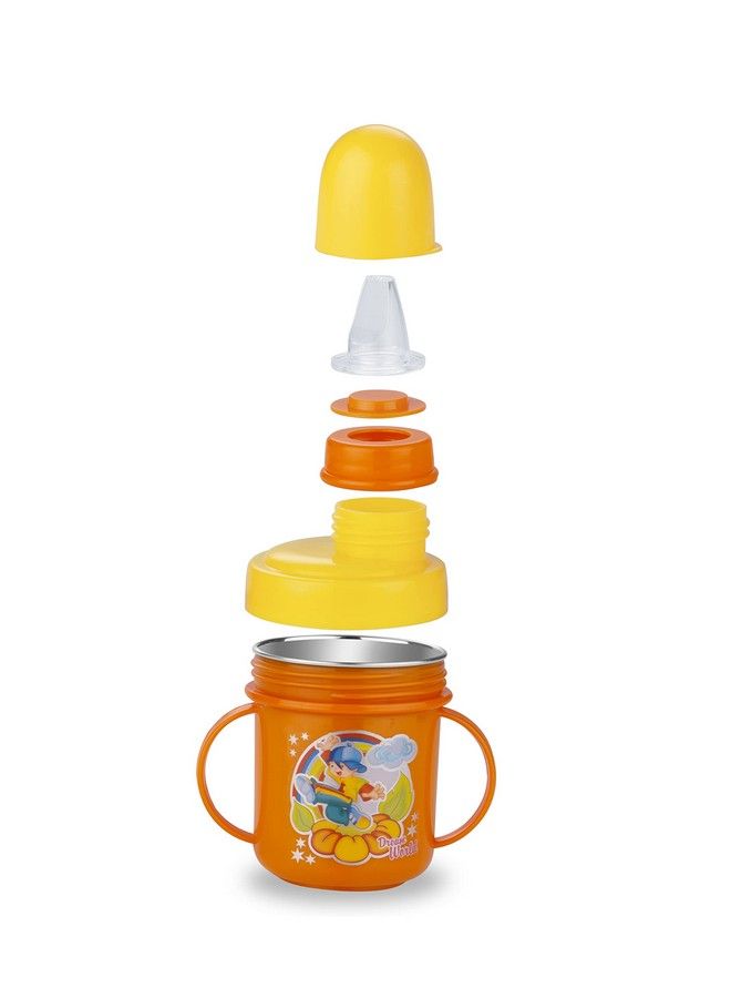 Nabhya Hippo Stainless Steel Baby Spout Sipper Cup For Kids Age 3 Months To 18 Months 250 Ml (Orange) - Image 5