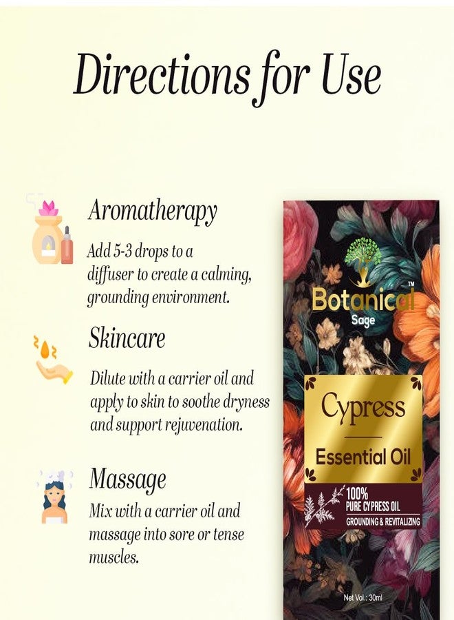 Botanical Sage - Cypress Essential Oil 30ml | 100% Pure Natural & Undiluted For Skin care & Hair - Image 4