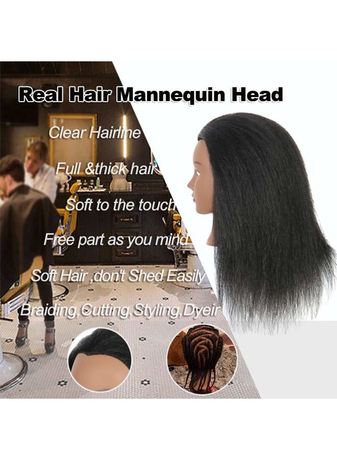 Amethyst ‘N/A' Mannequin Head with Human Hair Manikin Head 14 inch 100% Real Hair Doll Head for Hair Styling Salon Training Head Cosmetology Braiding Practice Mannequin Manikin Head Hairdresser (14 inch) - Image 3