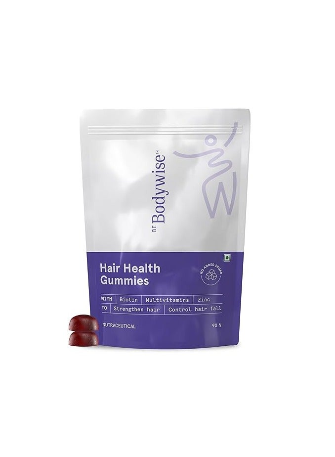 Be Bodywise v Be Bodywise Biotin Hair Gummies for Stronger, Shinier Hair & Nails | 120 Day Refill Pack | With Biotin, Zinc, Folic Acid, Fibre & Multivitamins | Strawberry Flavored | No Added Sugar & Gut Friendly - Image 1