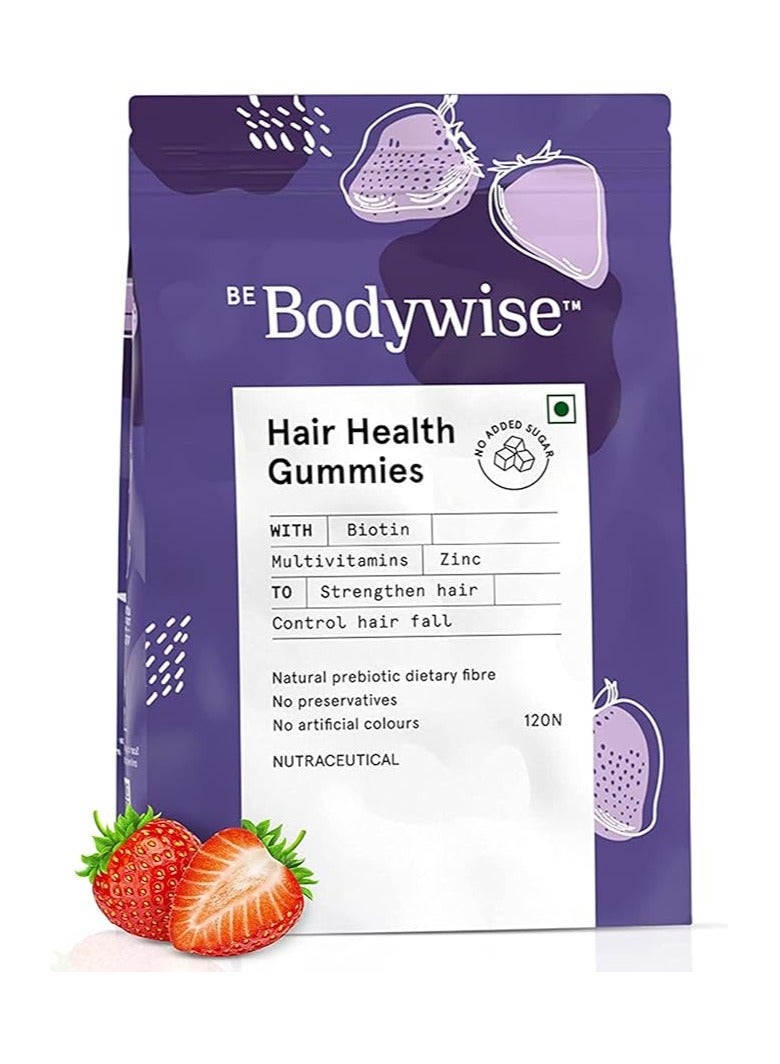 Be Bodywise v Be Bodywise Biotin Hair Gummies for Stronger, Shinier Hair & Nails | 120 Day Refill Pack | With Biotin, Zinc, Folic Acid, Fibre & Multivitamins | Strawberry Flavored | No Added Sugar & Gut Friendly - Image 2