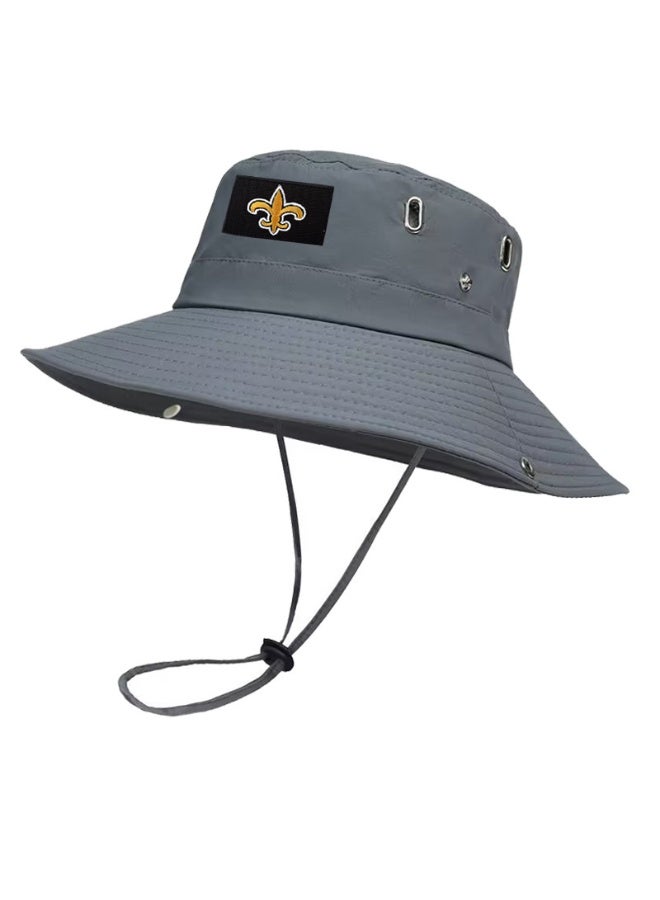 NFL New Orleans Saints Gray Boonie Bucket Hat - Official Team Logo Outdoor Sun Hat with Secure Fit for Fans
