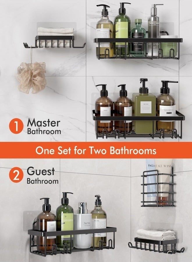 ELFSA Stainless Steel Shower Caddy 6-Pack Rustproof Adhesive Wall-Mounted Soap Holder Large Capacity Bathroom and Kitchen Organizer Storage Rack for Home and Everyday Use - Image 2