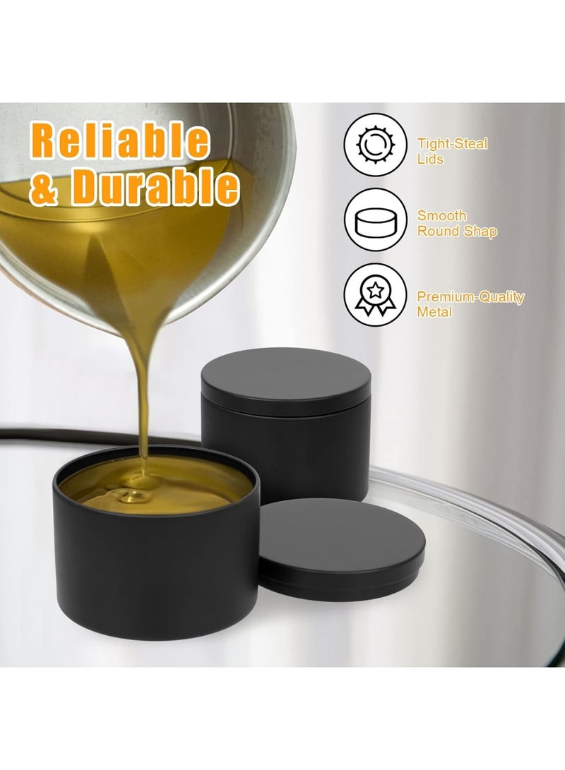 SOLARAE برطمانات الشموع، 24 قطعة علب شموع، مجموعة صنع الشموع 8 أونصات، حاويات فارغة لتخزين برطمانات الشموع لصنع الشموع بنفسك، الحلويات، الهدايا، الكنوز، الفنون والحرف، مجموعات صنع الشموع للتخزين، أسود - Image 4