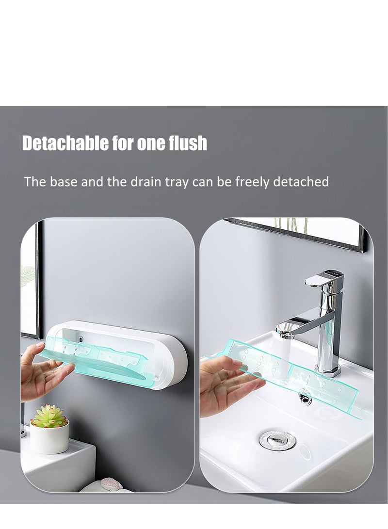 DARIYAH Soap Rack Box with Flip Lid Wall Mounted Rack Two Compartments Space Saving Water Collection Tray XQ-036 - Image 4