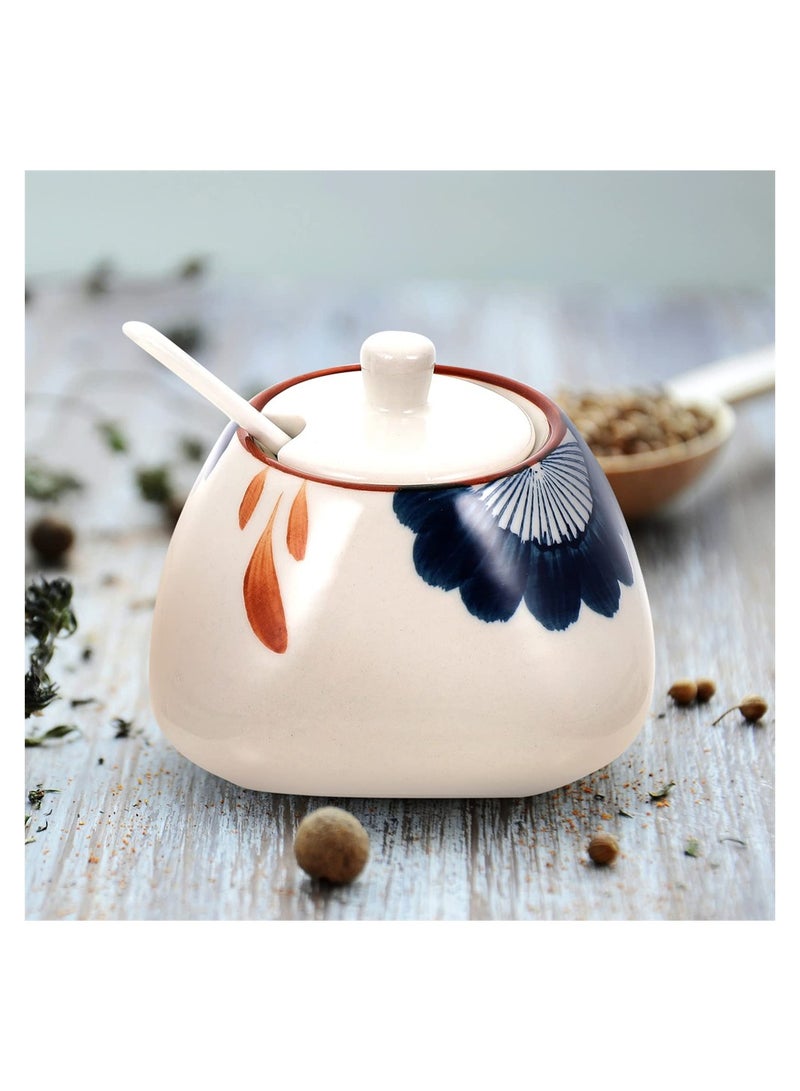 Excefore Ceramic Seasoning Jar with Lid and Spoon, Ceramic Storage Canisters, Condiment Jars Spice Container Salt Spice Seasoning Box, Multi- Function Ceramic Jar Salt Bowl - Image 5