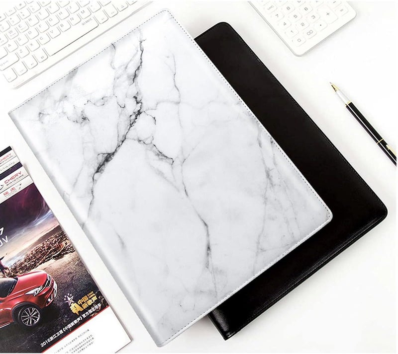 WAVEYU Marble Portfolio Case, Padfolio Cover Folder for Men, Conference/Resume/Legal Document Organizer with Letter/A4 Size Clipboard Hardboard, Business Card Holders, Document Sleeve, White Marble - Image 5