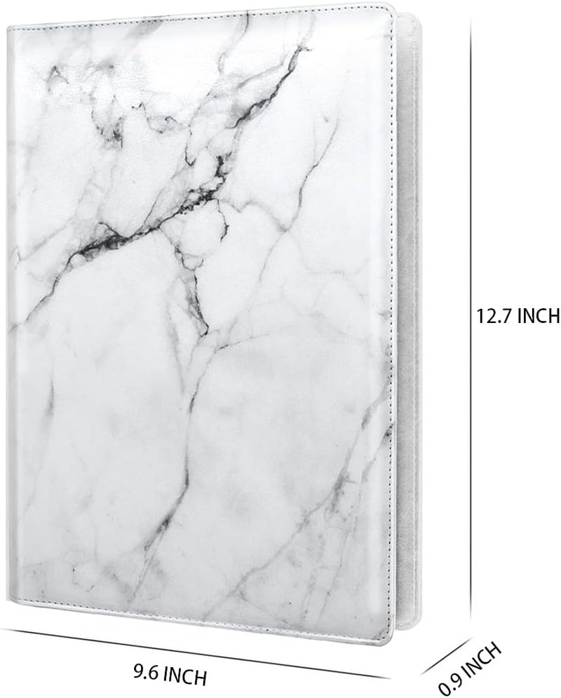 WAVEYU Marble Portfolio Case, Padfolio Cover Folder for Men, Conference/Resume/Legal Document Organizer with Letter/A4 Size Clipboard Hardboard, Business Card Holders, Document Sleeve, White Marble - Image 3