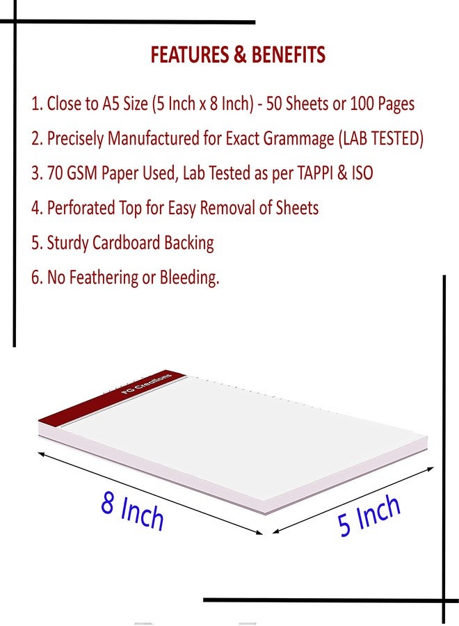 PG Creations A5 Size, Pack of 12 Pads, Unruled Notepads for Writing, 50 Sheets per Pad, 70 Gsm Plain Blank Paper Writing Pads for Office, Home & Students, 5x8 Inch, White - Image 2