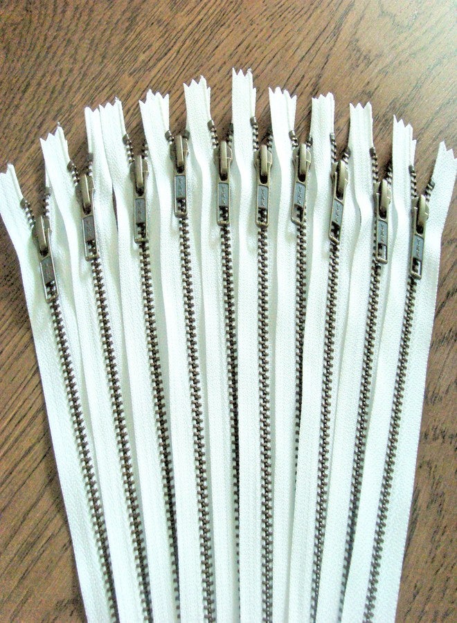 Craftbot White YKK Metal Zippers in Antique Gold 12 inch Pack of 12 Pieces - Image 2
