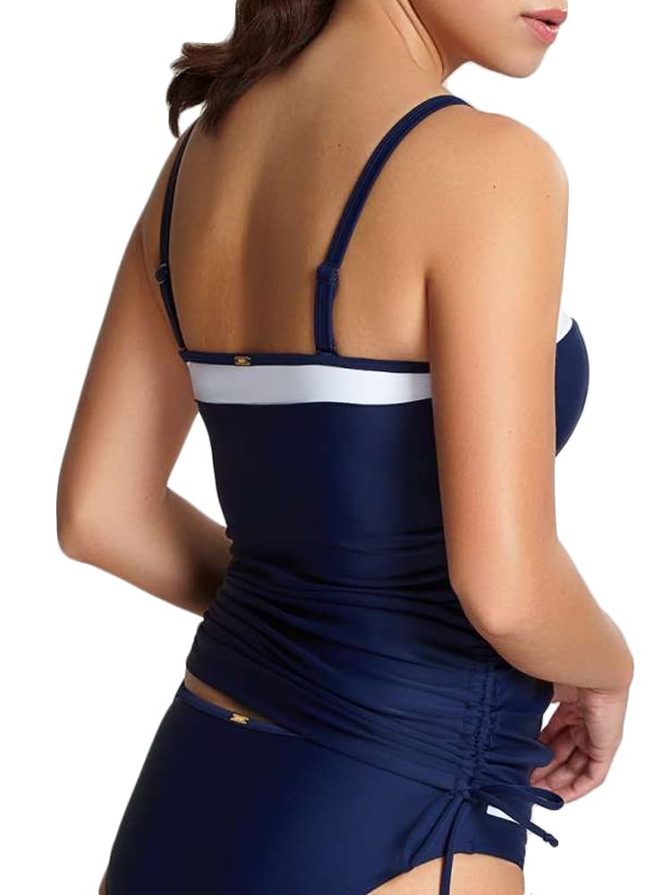 Panache Swim womens Panache Swim Women's Anya Cruise Bra Sized Molded Bandeau Tankini Top, Navy/White, 30G US - Image 2