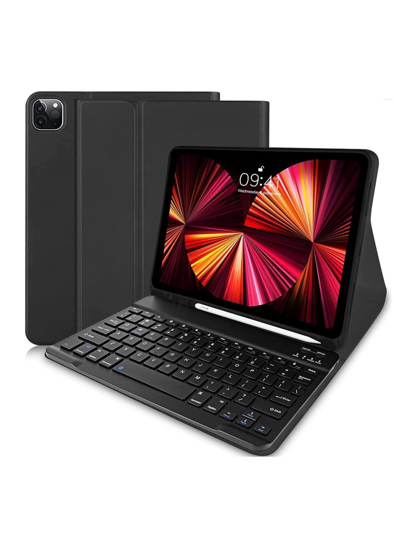 Generic iPad Pro 11 2022/2021/2020 Keyboard Case iPad Pro 11 5th/4th/3rd/2nd Generation Case And Keyboard and Pencil Holder Magnetically Detachable Wireless Bluetooth Keyboard Black 