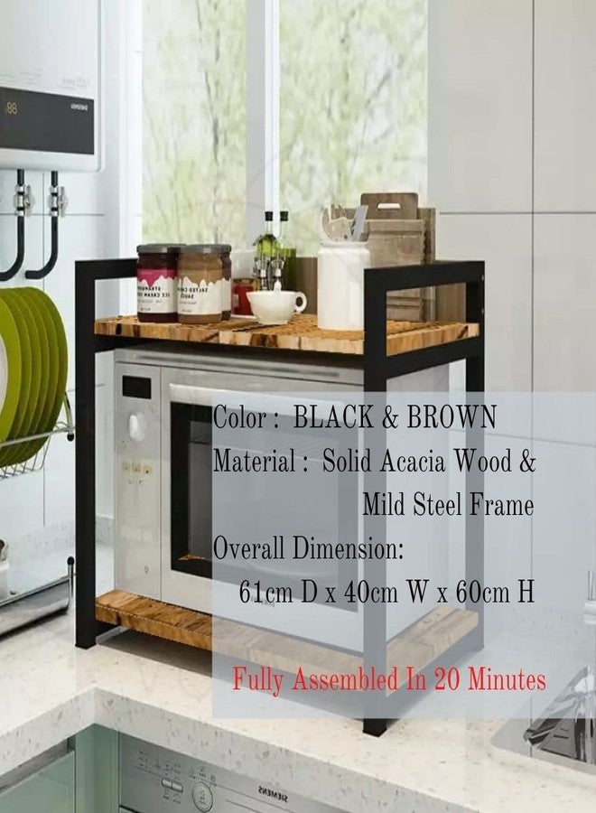 Ventuos Metal Microwave Oven Stand, 2-Tier Countertop Kitchen Organizer Rack, Heavy Duty Platform for Oven & Appliances, Multifunctional Storage Shelf and Home Office Printer Stand – Black - Image 4