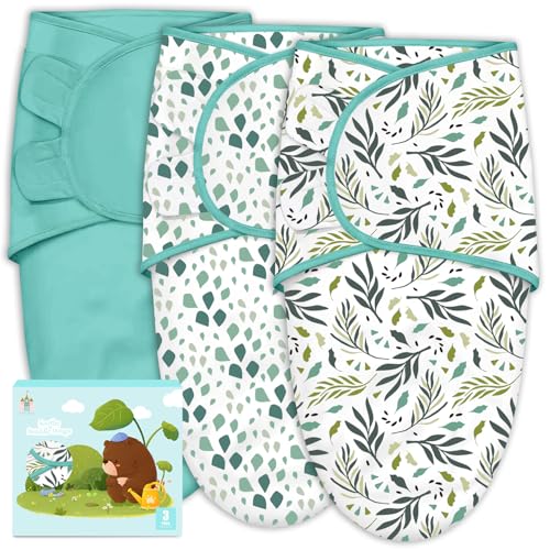 Cute Castle 3-Pack Baby Swaddle Sleep Sacks - Newborn Swaddle Sack - Ergonomic Baby Swaddles Blanket Warp for Boys and Girls - Baby Essentials (0-3 Months - Green) - Image 1