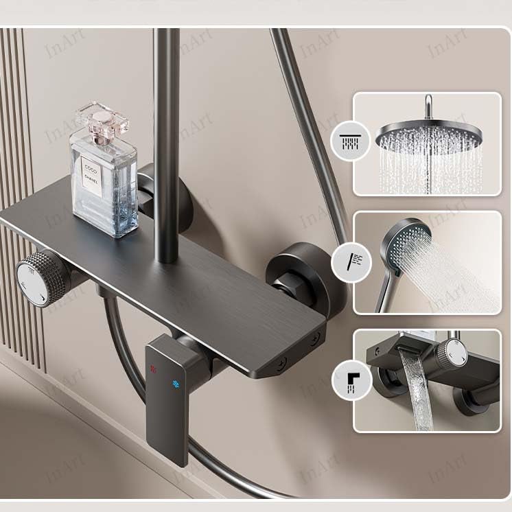 Inart Shower Panel For Bathroom - Wall Mixer 3 In 1 Shower Set, Luxury Panels Single Lever Hot And Cold With Handshower, Faucet, Spout - Gun Grey Model- Complete Washroom Showers - Image 4