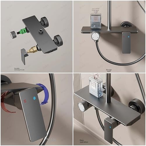 Inart Shower Panel For Bathroom - Wall Mixer 3 In 1 Shower Set, Luxury Panels Single Lever Hot And Cold With Handshower, Faucet, Spout - Gun Grey Model- Complete Washroom Showers - Image 5
