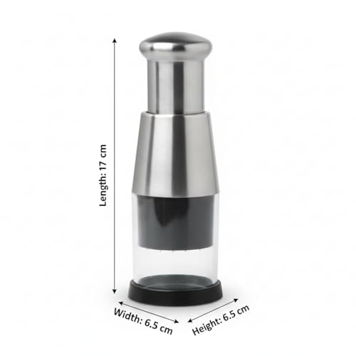 Alark Stainless Steel Push Chopper Hand Press Garlic Onion Vegetable Chopper Manual Push Easy Fast Cutting Chopper One Press Garlic Chilli Cutter Blades Mini Food Processor for Fast Easy Cooking - Image 2