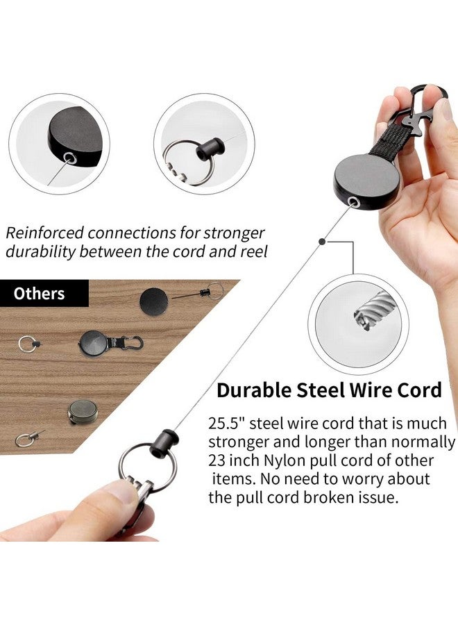 DELSWIN Retractable Keychain Heavy Duty Retractable Key Holder Key Ring With Carabiner Id Badge Clip Reel With Steel Cord Clasps For Janitor Office Work Bearing 8.0 Oz (Pack Of 2) - Image 4