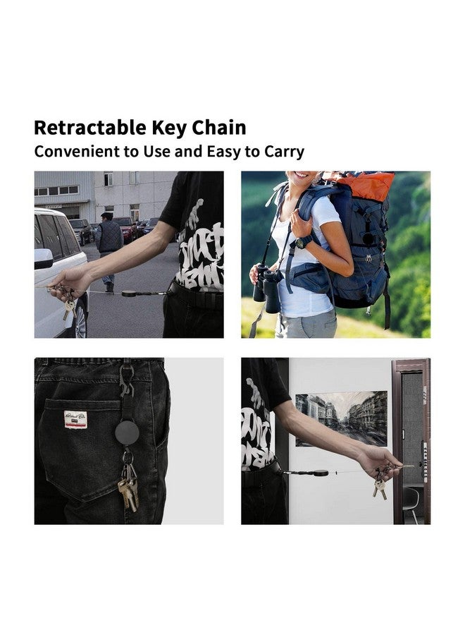 DELSWIN Retractable Keychain Heavy Duty Retractable Key Holder Key Ring With Carabiner Id Badge Clip Reel With Steel Cord Clasps For Janitor Office Work Bearing 8.0 Oz (Pack Of 2) - Image 2