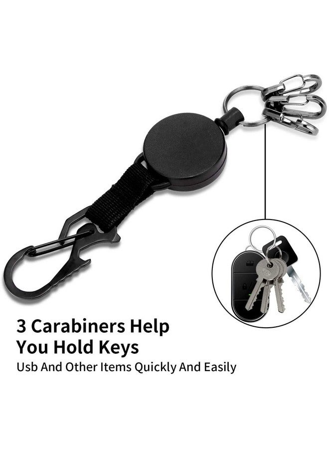 DELSWIN Retractable Keychain Heavy Duty Retractable Key Holder Key Ring With Carabiner Id Badge Clip Reel With Steel Cord Clasps For Janitor Office Work Bearing 8.0 Oz (Pack Of 2) - Image 5