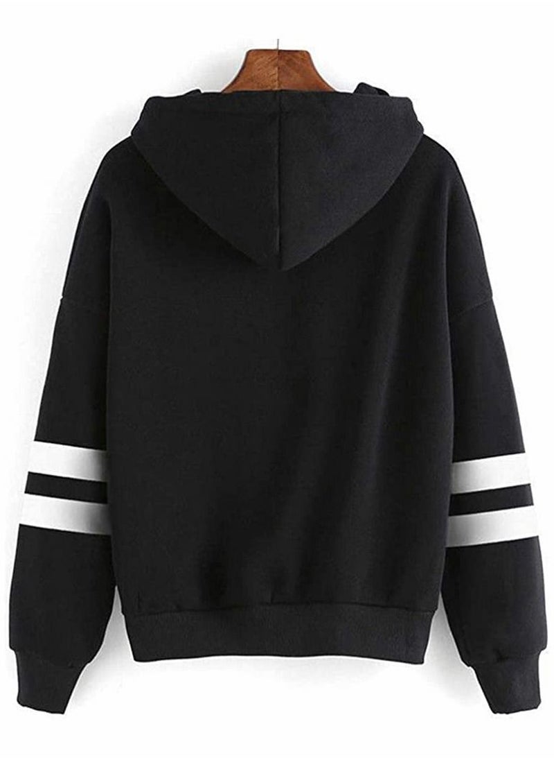 KASTWAVE Friends Hoodies for Women, Long Sleeve Drawstring Fleece Letters Print Hooded(Black,XXL)  - Image 2