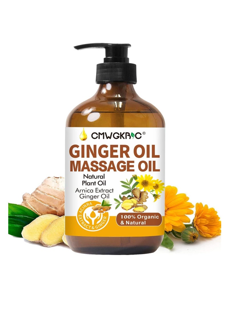 CMWGKBC Ginger Oil,Ginger Massage Oil for Lymphatic Drainage,Arnica Oil,100% Natural Massage Oil with Grape Seed Oil Arnica Extract,Vitamin E Oil and Ginger Oil-Warming and Relaxing  - Image 1