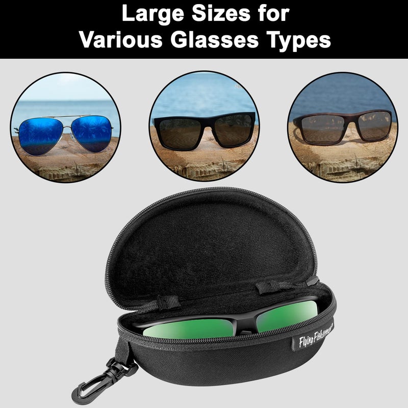 Flying Fisherman Flying Fisherman Shell Zipper Protective Fabric Sunglass Case with Clip for Men and Women Sunglasses Eyewear Black, (PN: 7607)  - Image 4