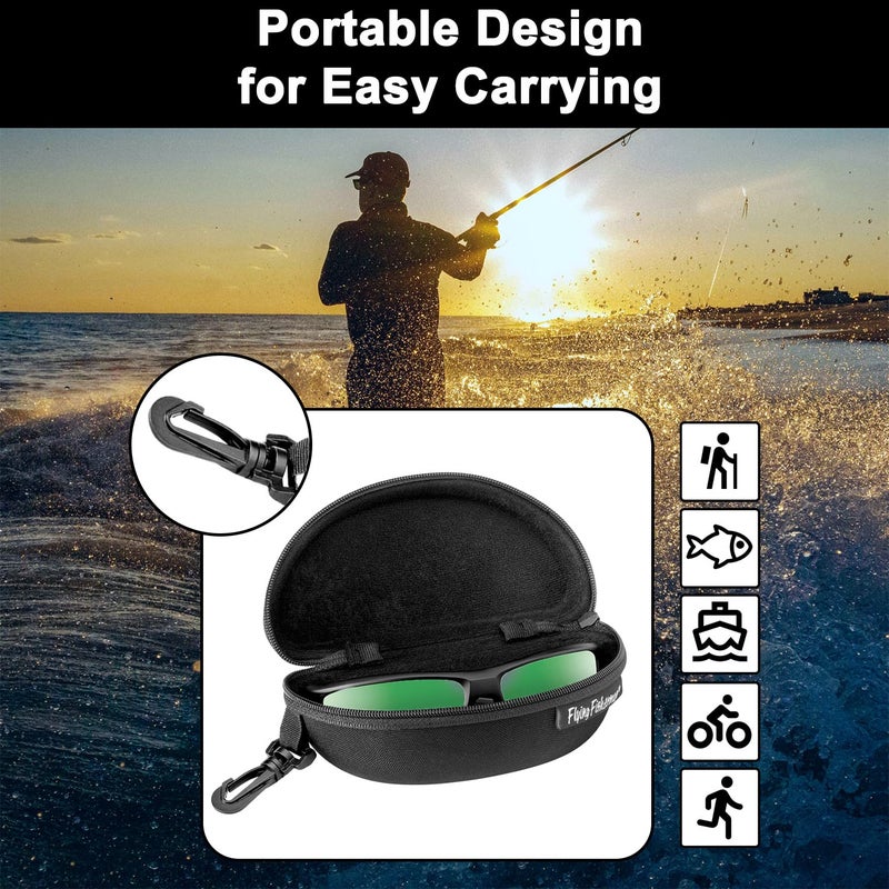 Flying Fisherman Flying Fisherman Shell Zipper Protective Fabric Sunglass Case with Clip for Men and Women Sunglasses Eyewear Black, (PN: 7607)  - Image 5