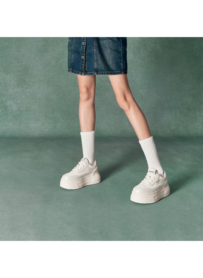 St&Sat Saturday Women's Spring Breathable Perforated Platform Sneakers For Height Increase, Outdoor Casual Sports Shoes For Petite Women - Image 3